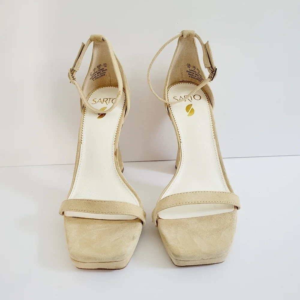 New SARTO By Franco Sarto DOLORES Ankle Suede Leather Strap Sandals Size 7 M